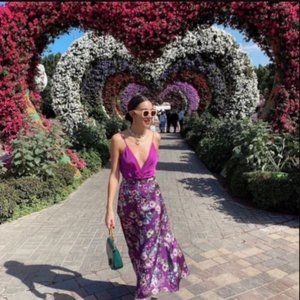 NWT Zara Floral Printed Satin Skirt XS